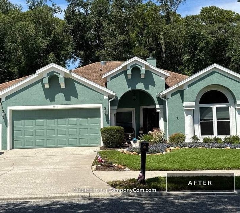 The same Hampton Park home after its exterior stucco repaint, Jacksonville FL