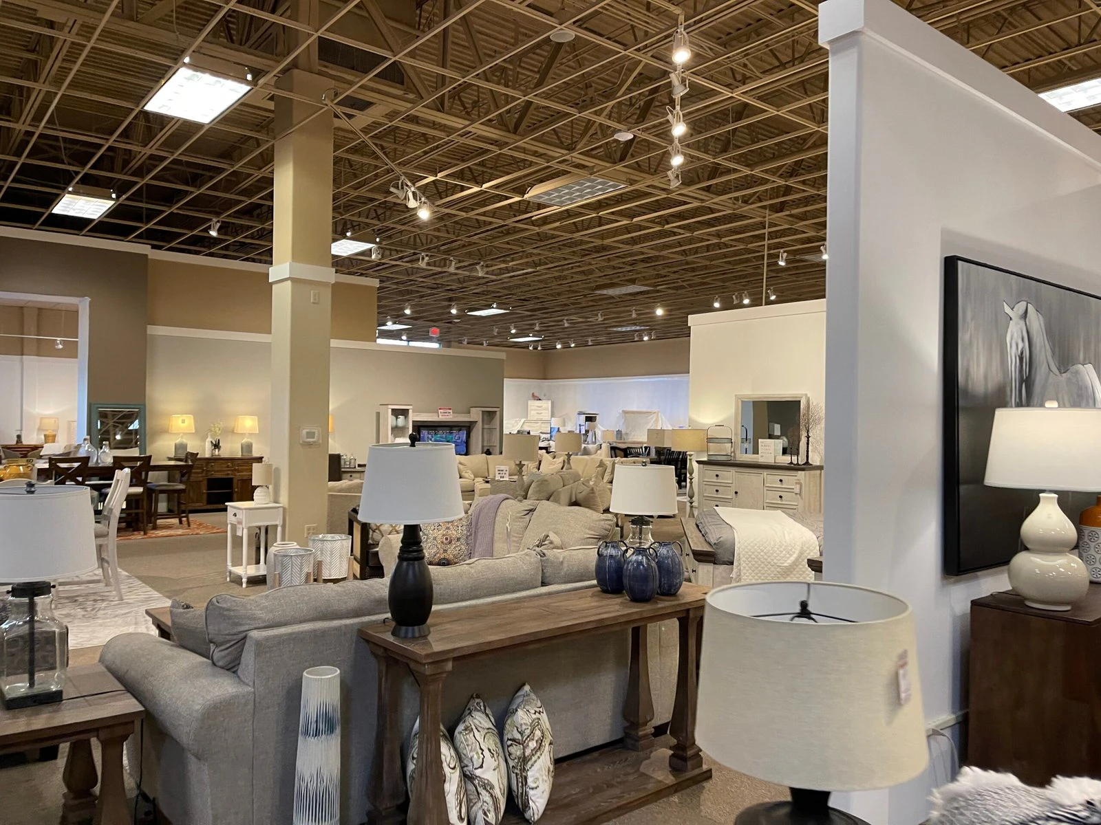 Furniture showroom interior during commercial painting