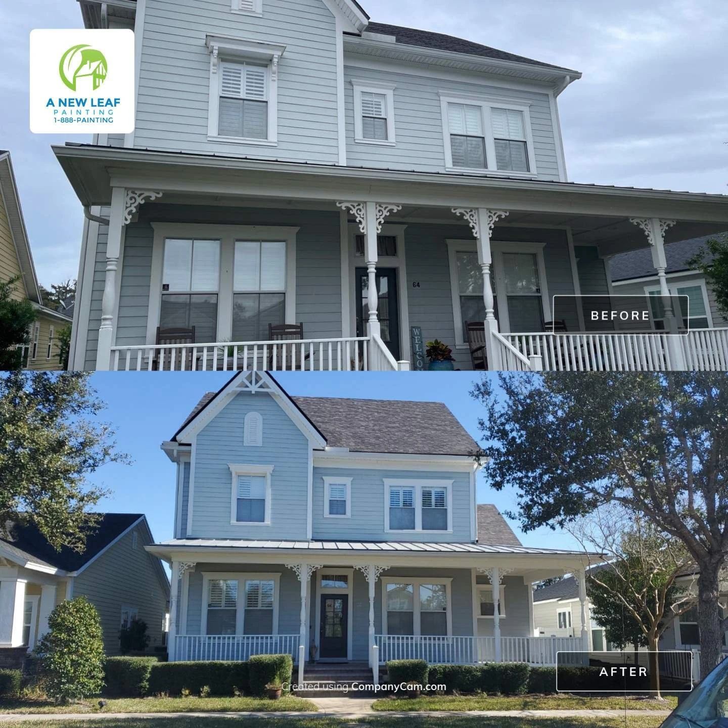 Before and after James Hardie siding exterior painting project in RiverTown, St. Johns, Florida