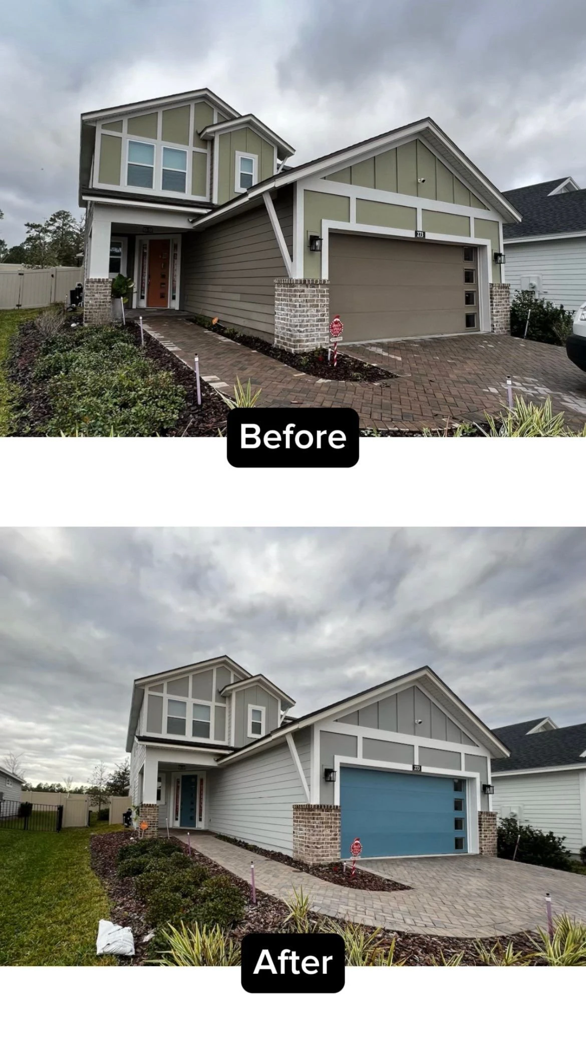 Before and after exterior painting project in Ponte Vedra Beach, Florida