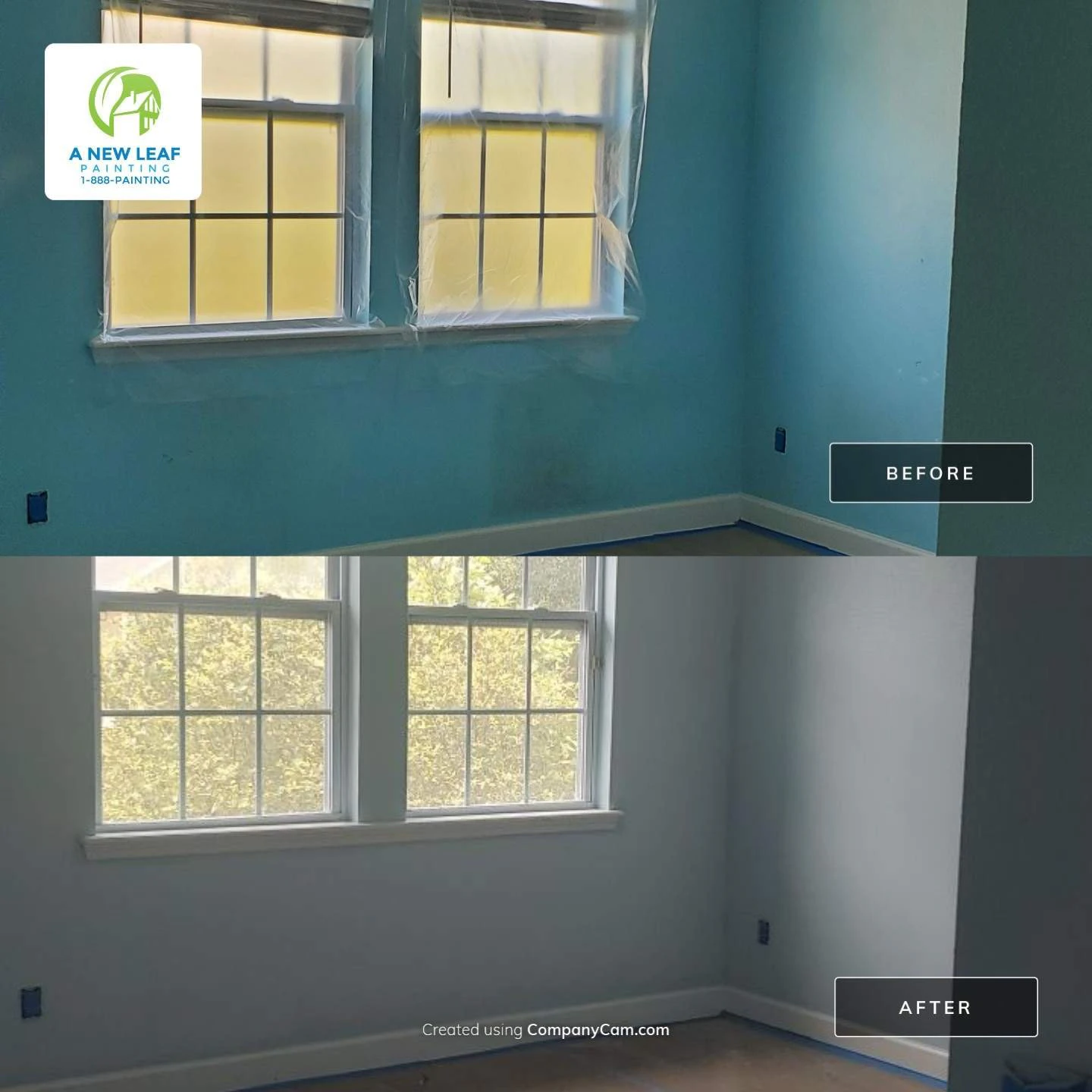 Before and after residential interior painting in Nocatee, FL