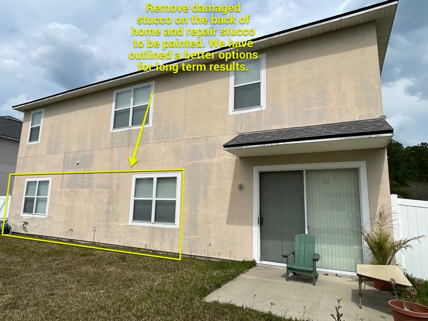 Before the Exterior Stucco Repair, Delamination & House Painting in Jacksonville, FL in Orange Park, FL