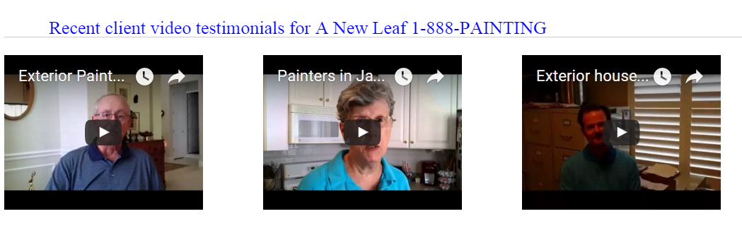 A New Leaf Painting Jacksonville client video testimonials