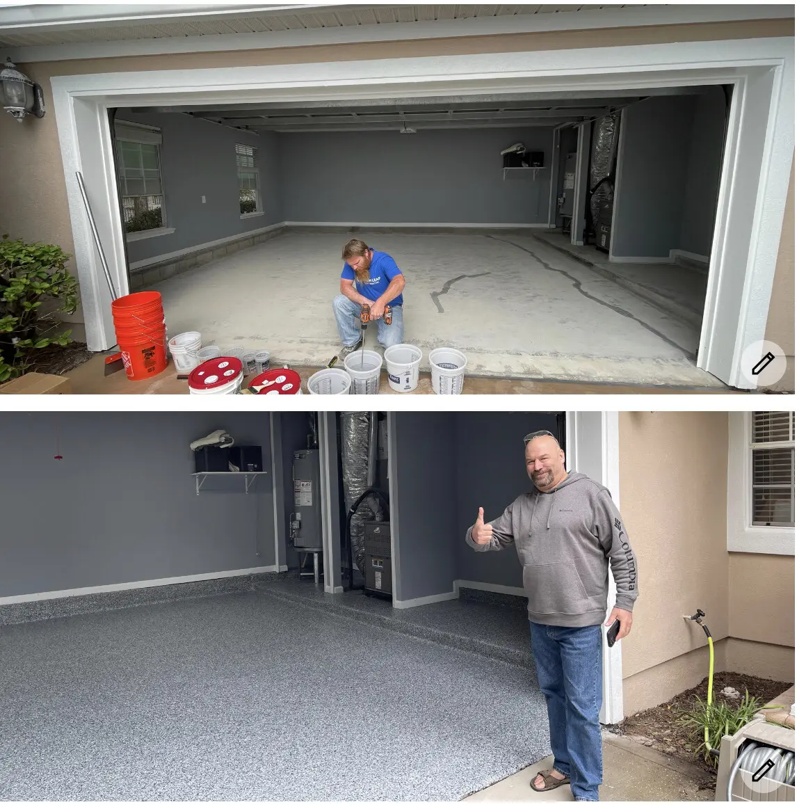 Concrete coating and epoxy flooring installed in a Jacksonville FL garage