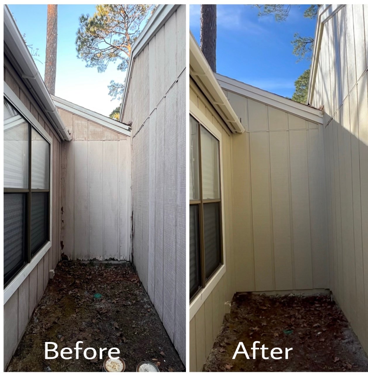 T1-11 and James Hardie siding prep and exterior painting in Fleming Island, FL