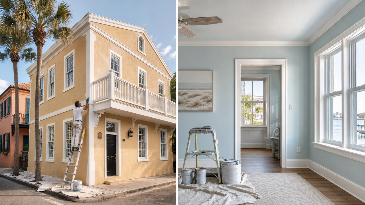 Exterior painting of a historic home in St. Augustine, St. Johns County, FL