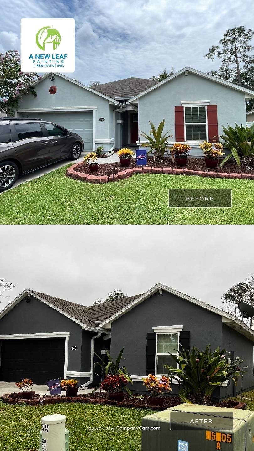 Exterior painting prep on a World Golf Village home in St. Johns County, FL
