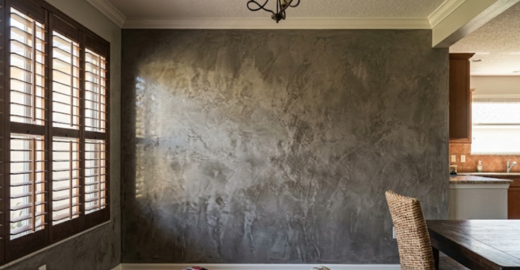 Venetian plaster textured wall in Jacksonville dining room